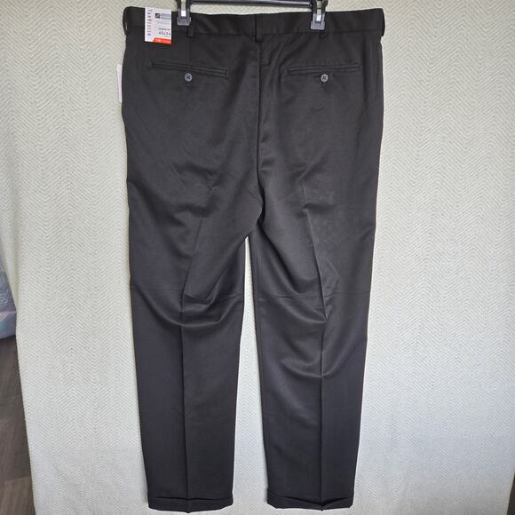 Van Heusen Traveler Dress Pants Mens 40x34 Pleated Classic Fit No Iron Black New - Picture 5 of 9